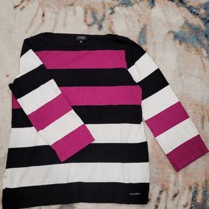 JONES New York Magent , White and Black Sweater L